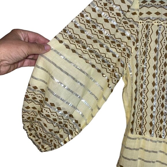 Valerie Khalfon Womens Dress Size Large Yellow Maxi Button Down Pockets - Picture 10 of 10